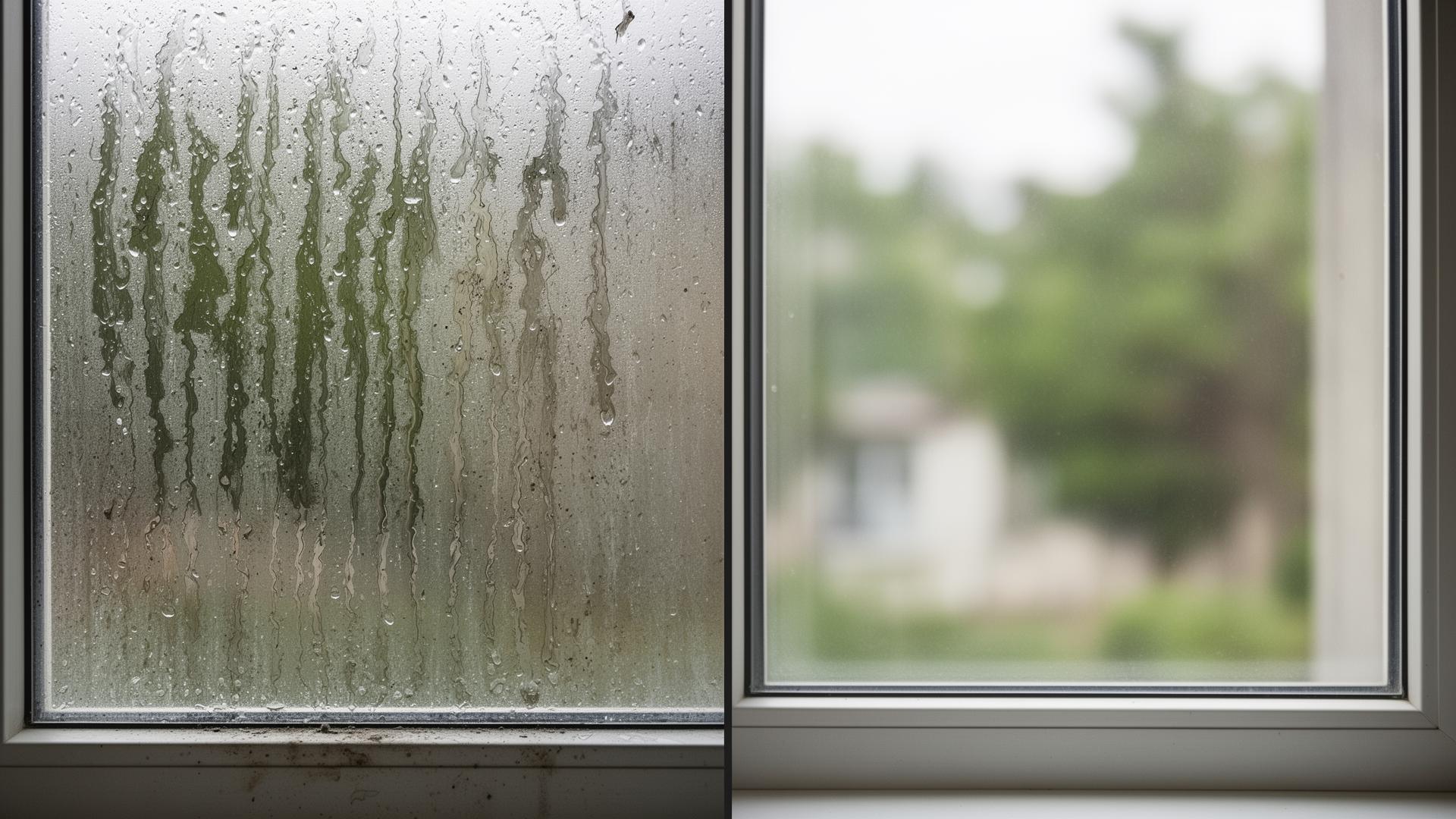 Before and after window cleaning